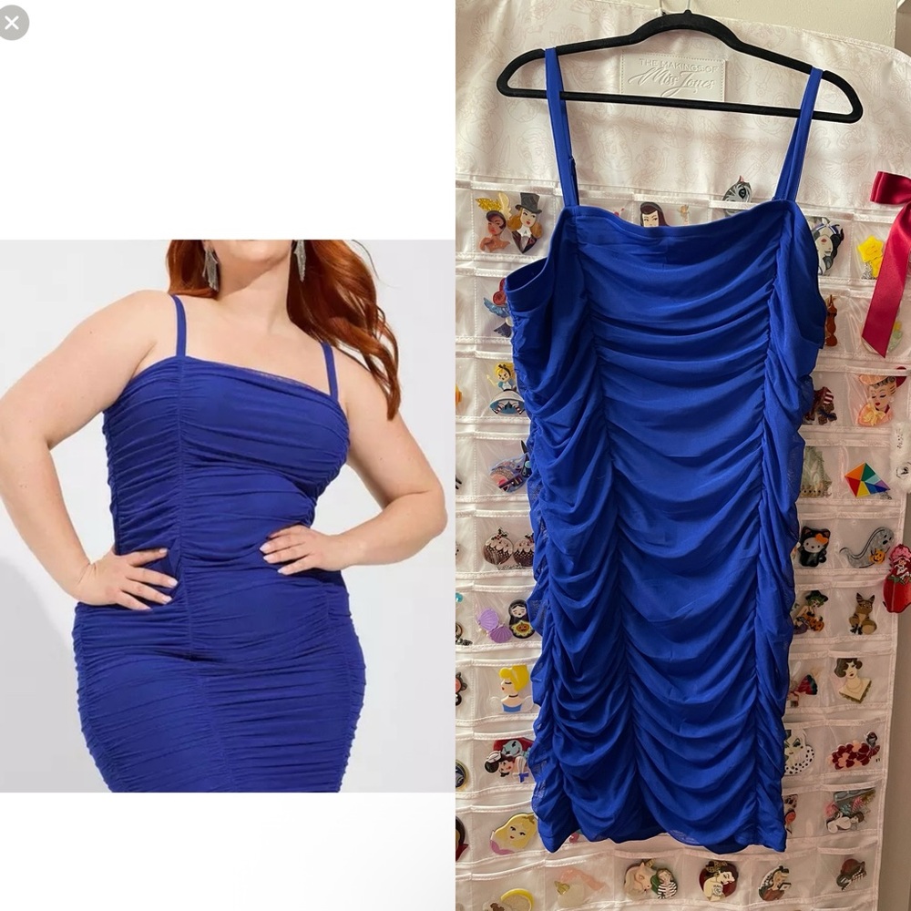 Torrid blue Mesh Shirred Bodycon Dress